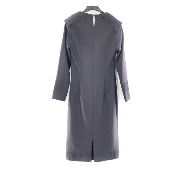 COTTONADE Paris Black Pleated Details Wool Blend Sheath Dress France - Picture 10 of 14